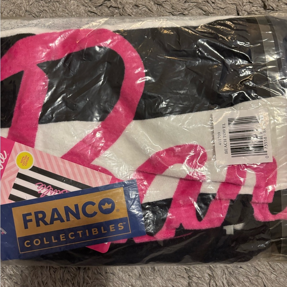Franco Collectibles Pink and Black Beach Towel